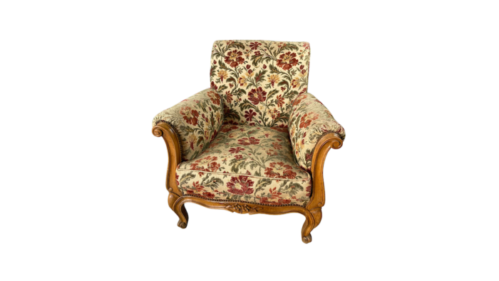 Location fauteuil tissu fleurs vintage pour les événements