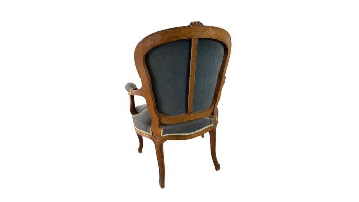 Fauteuil style Louis XV en velours bleu gris / location pour les événements / Vintage / Mariages, Anniversaires, soirée d'entreprises