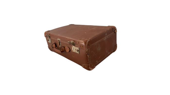 Location valise vintage marron pour les événements, vitrine, shooting photos