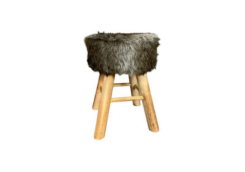 Location tabouret en bois et fourrure pour les événements, tabouret style montagne